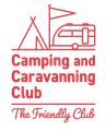 the logo for the camping and caravanning club the friendly club