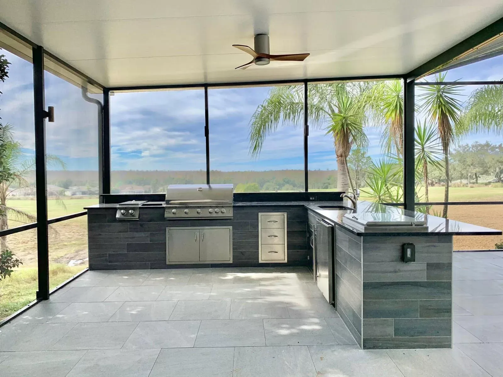 Screen Enclosure with Insulated Aluminum Roof and Outdoor Kitchen - Sebastian, FL