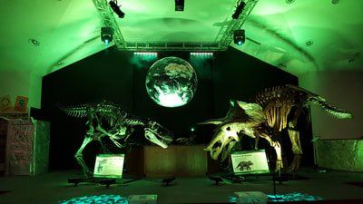 Dino skeletons on stage