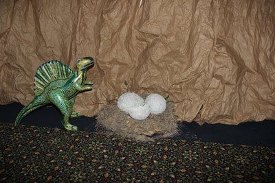 VBS decoration of dino egg nest