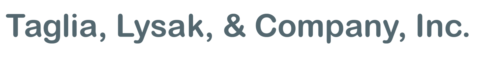 Taglia, Lysak, & Company, Inc. logo in gray text on a white background