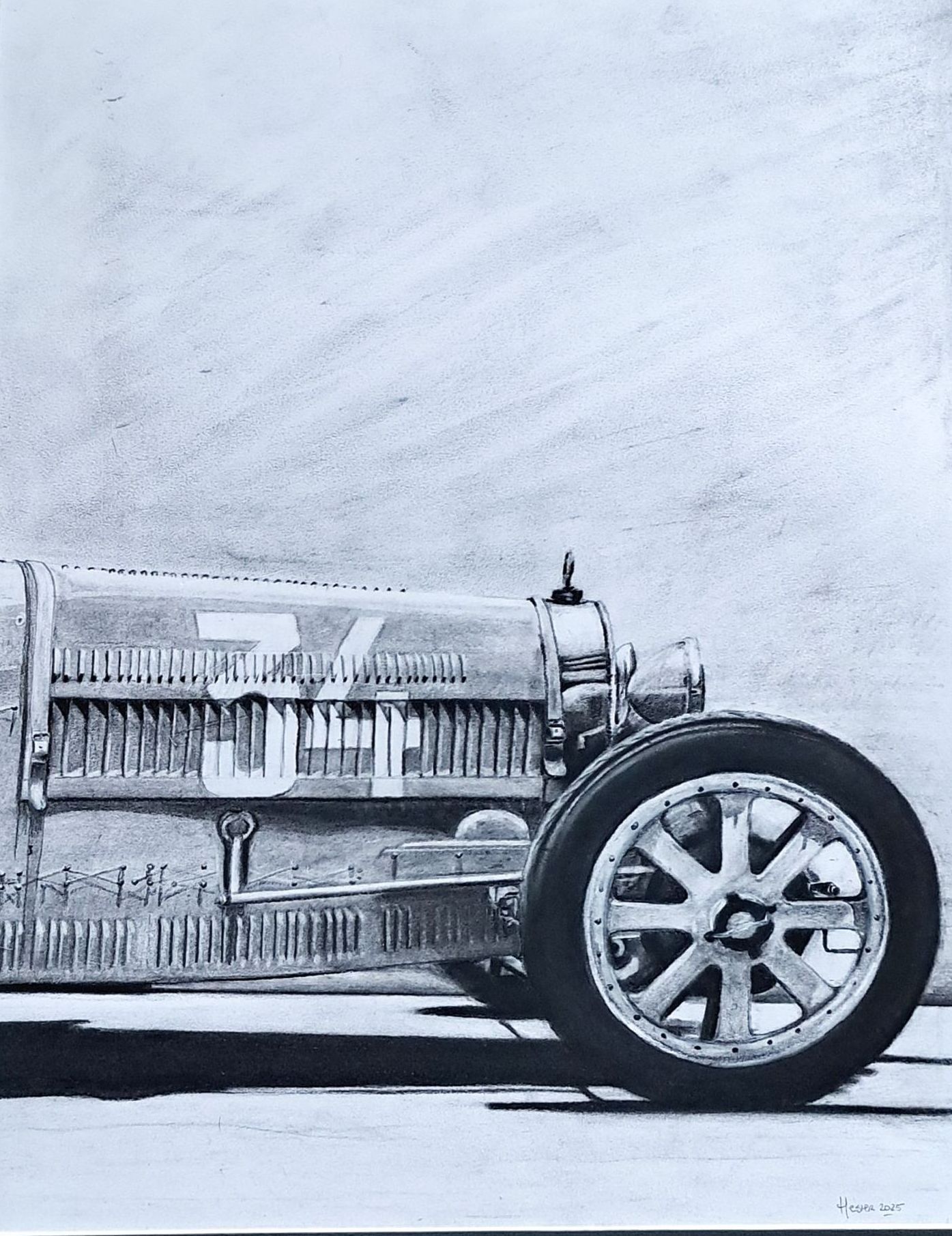 Tekening van een Bugatti type 35