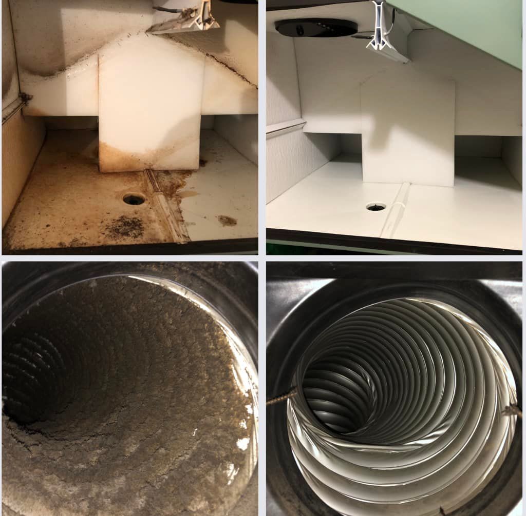 Une photo avant et après d'un conduit sale