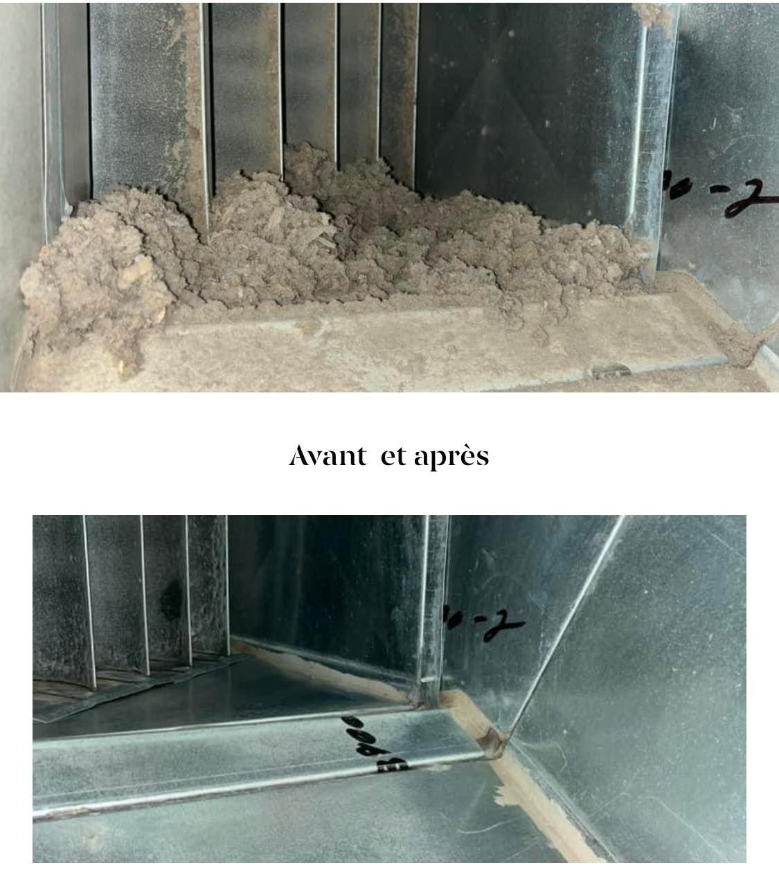 Une photo avant et après d'une grille d'aération sale