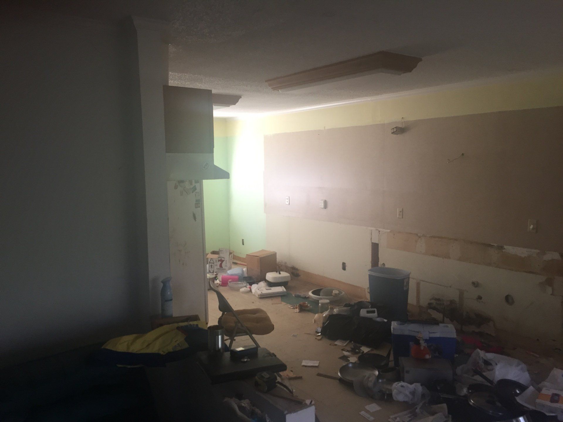 outdated kitchen gutted and messy