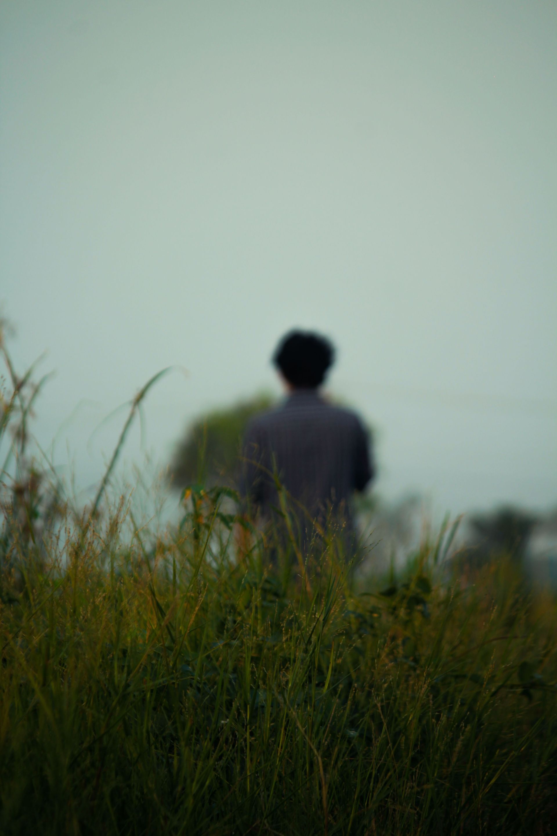 A person sitting alone in long grass, reflecting on relationships and self-worth.