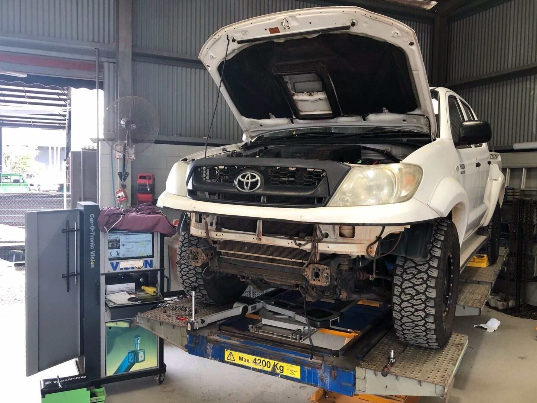 Toyota Vehicle Undergoing Panel Repairs At A Panel Beater Darwin Workshop