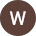 Brown circle with a white “W” letter icon