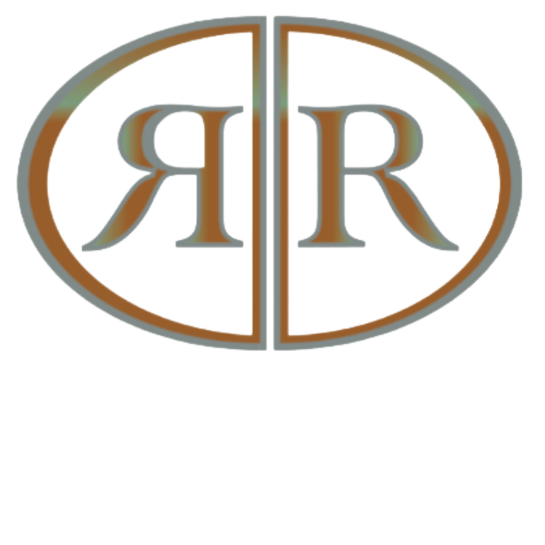 The letter r is in a circle on a white background