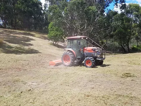 Tractor slashing grass