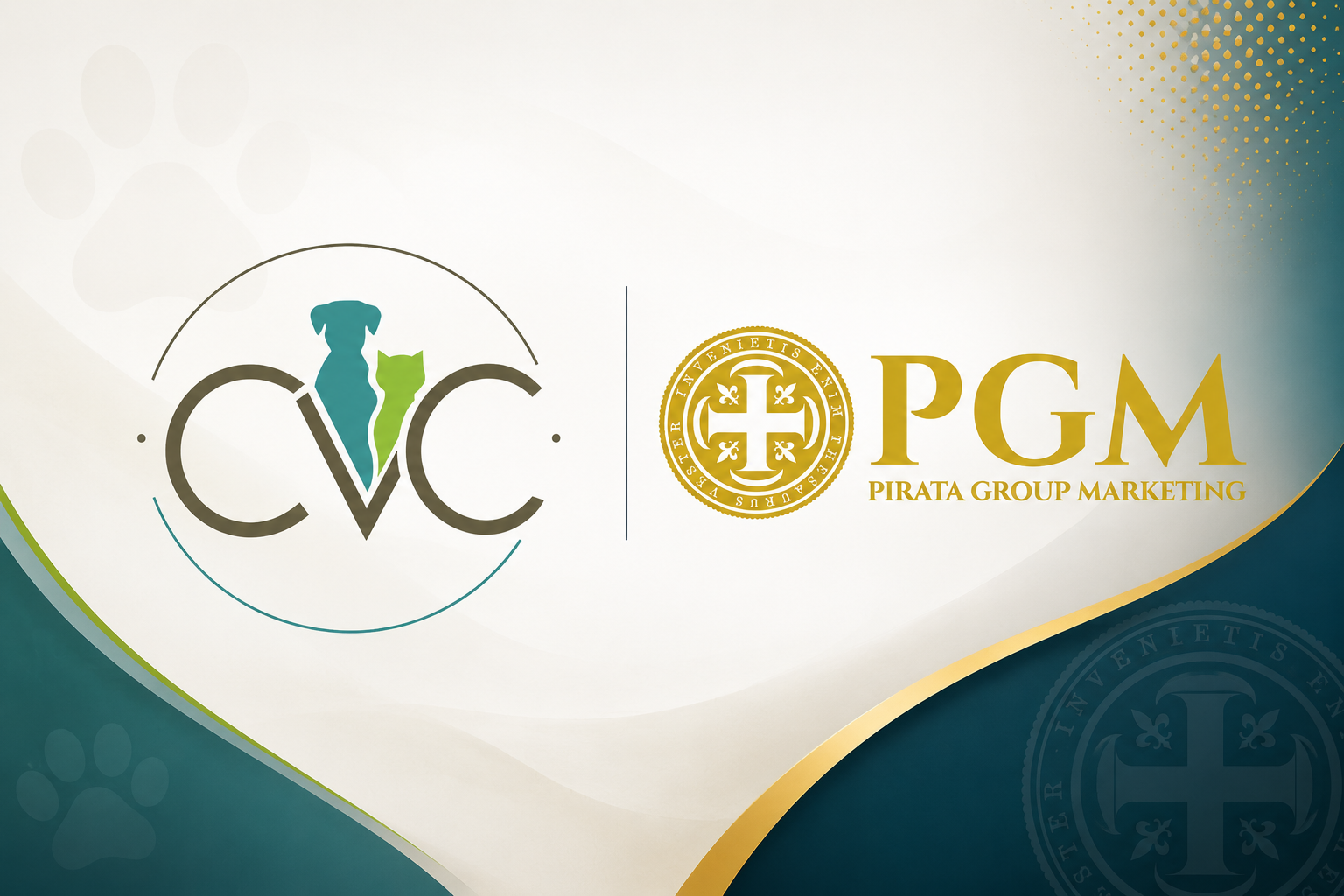 CVC and PGM logos on a white and teal background with gold accents