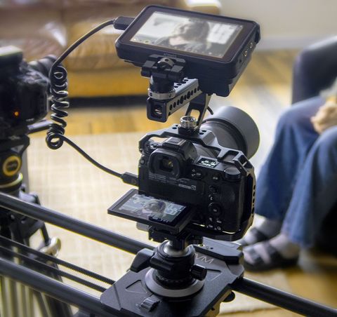 Professional videographer on a Florida business video shoot