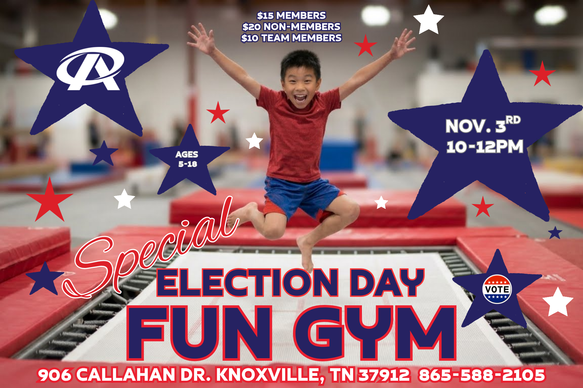 Premier Play event flyer with a cheering child, Sept. 19, 6–7 PM, membership pricing and location details