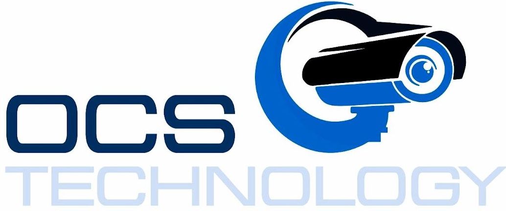 A logo for ocs technology with a camera on it