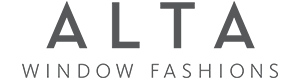 The logo for alta window fashions is on a white background.