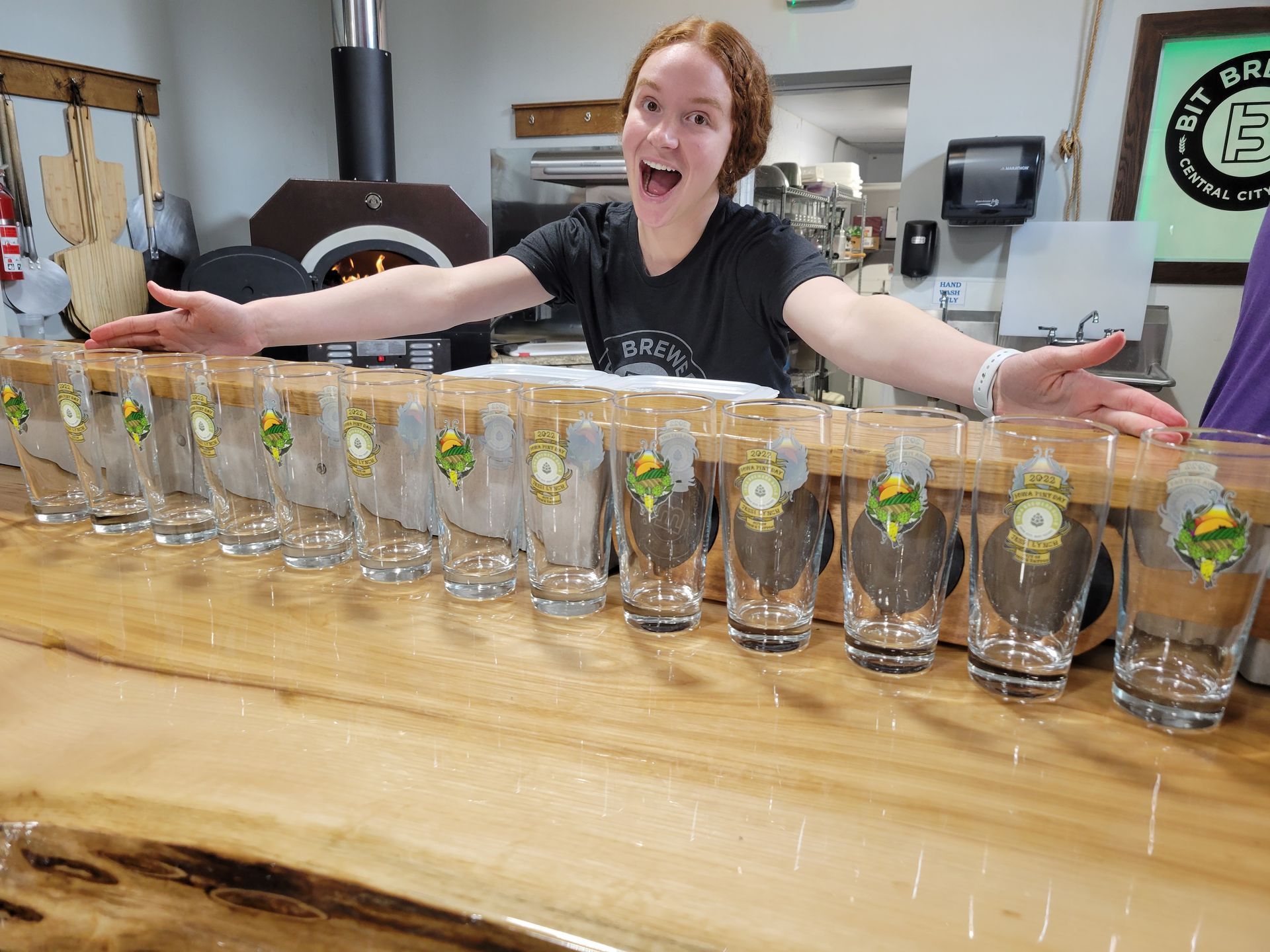 Carly showing off some specialty glasses