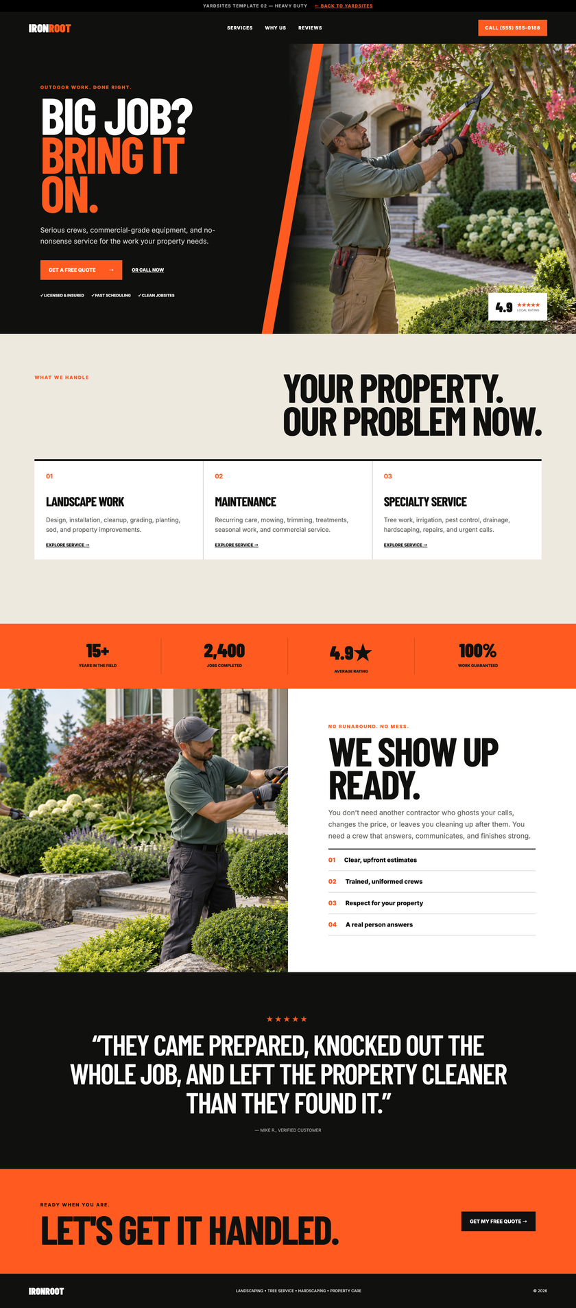 YardSites lawn care website preview