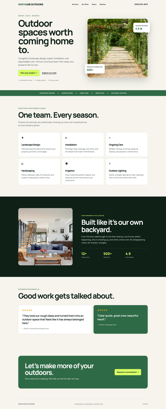Outdated lawn care website