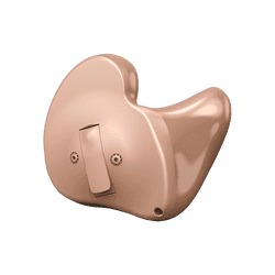 A close up of a hearing aid on a white background
