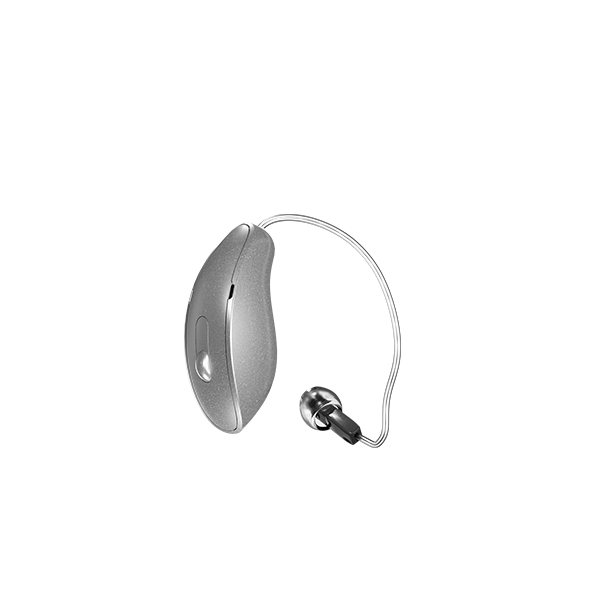 A hearing aid that looks like a mouse on a white background.