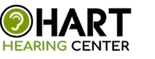 The hart hearing center logo is green and black