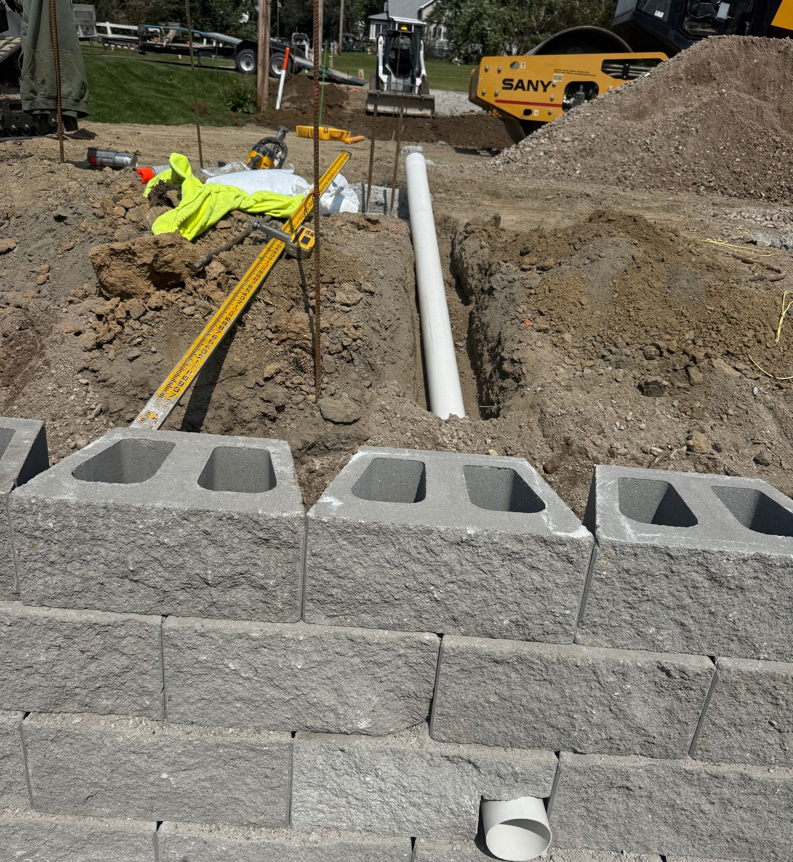 Concrete retaining wall installation