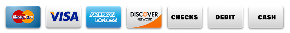 Payment options: Mastercard, Visa, American Express, Discover, Checks, Debit, Cash.