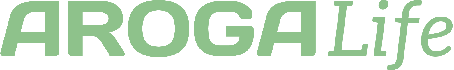 AROGA Life logo in green text on a white background