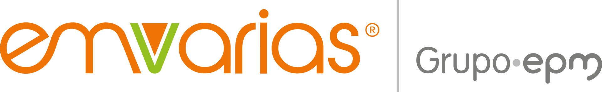 Logotipo de Emvarias, perteneciente a Grupo EPM, con texto naranja y una 'v' verde en forma de hoja.