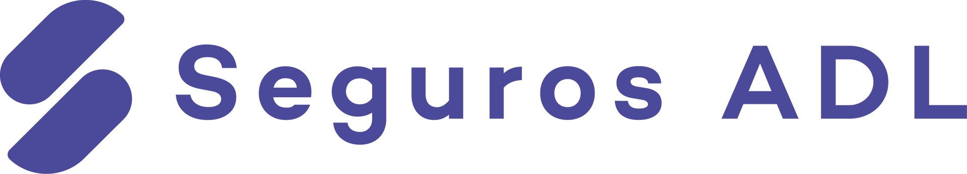 Logotipo de Seguros ADL: un icono abstracto de una "S" de color púrpura junto al nombre de la empresa