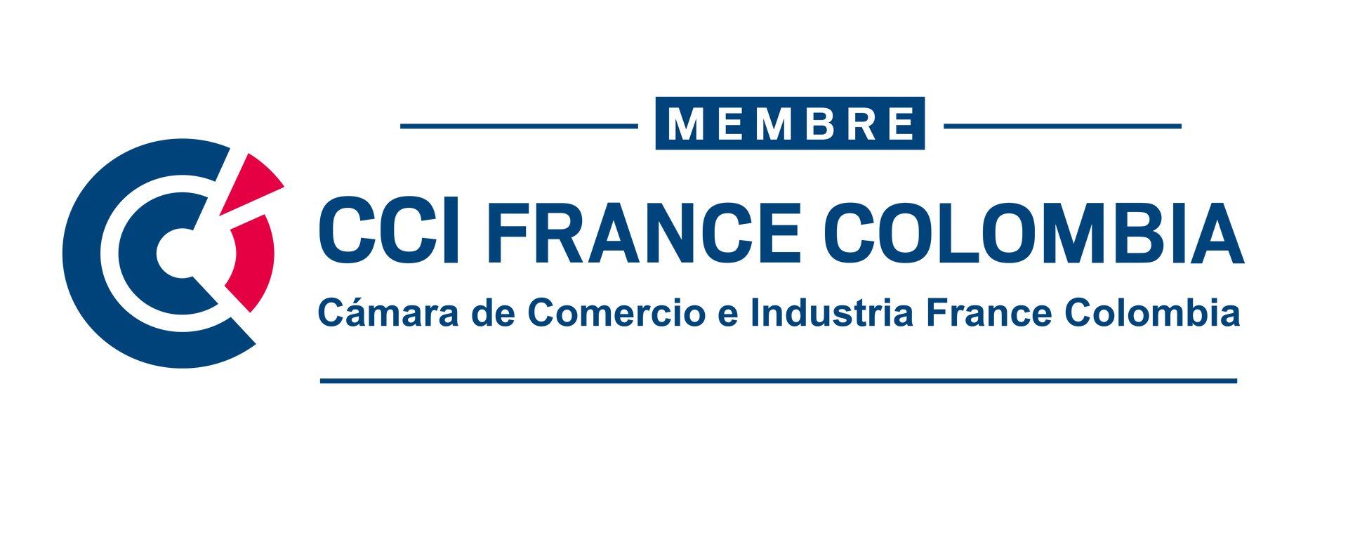 Logotipo de la Cámara de Comercio CCI Francia Colombia y el texto "MEMBRE CCI FRANCE COLOMBIA".