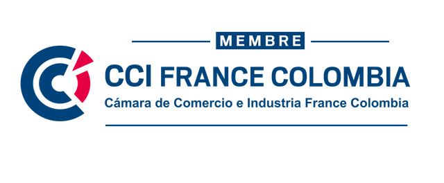 Logotipo de la Cámara de Comercio CCI Francia Colombia y el texto "MEMBRE CCI FRANCE COLOMBIA".