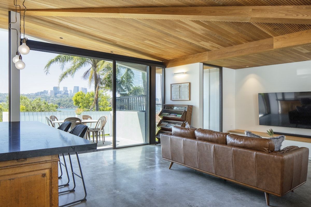 Living Room With Sliding Glass Doors — Burmah Constructions In Kangaroo Valley, NSW
