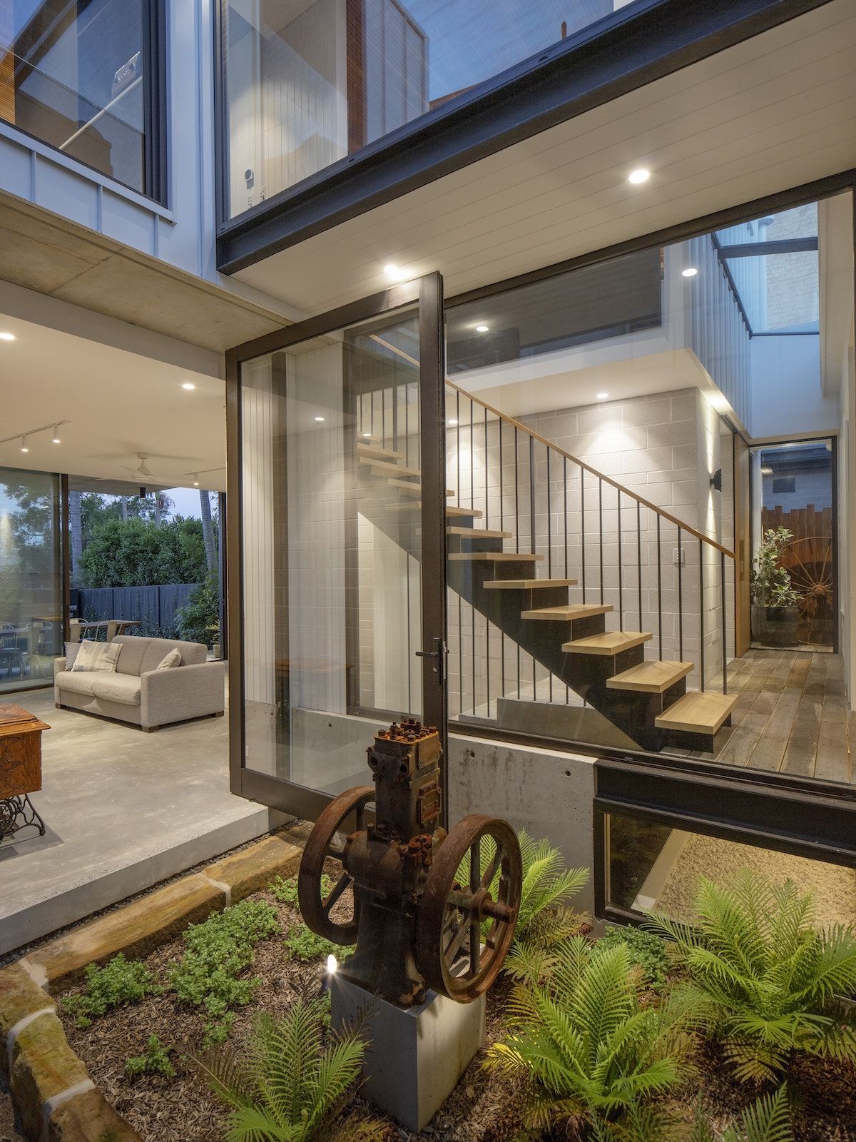 Modern Home Interior With Stairs, a Courtyard Garden — Burmah Constructions In Kangaroo Valley, NSW