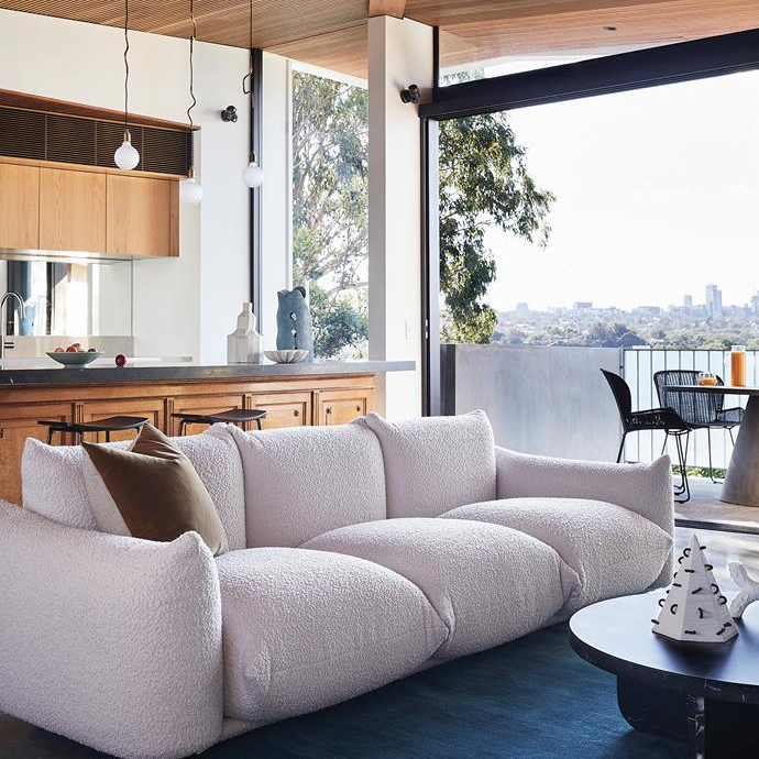 Cozy Living Room With a White Textured Sofa — Burmah Constructions In Kangaroo Valley, NSW