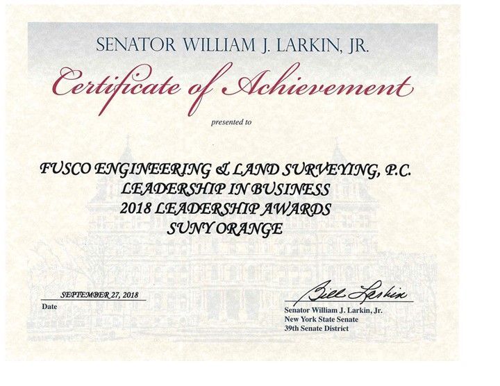 A certificate of achievement from senator william j. larkin jr.