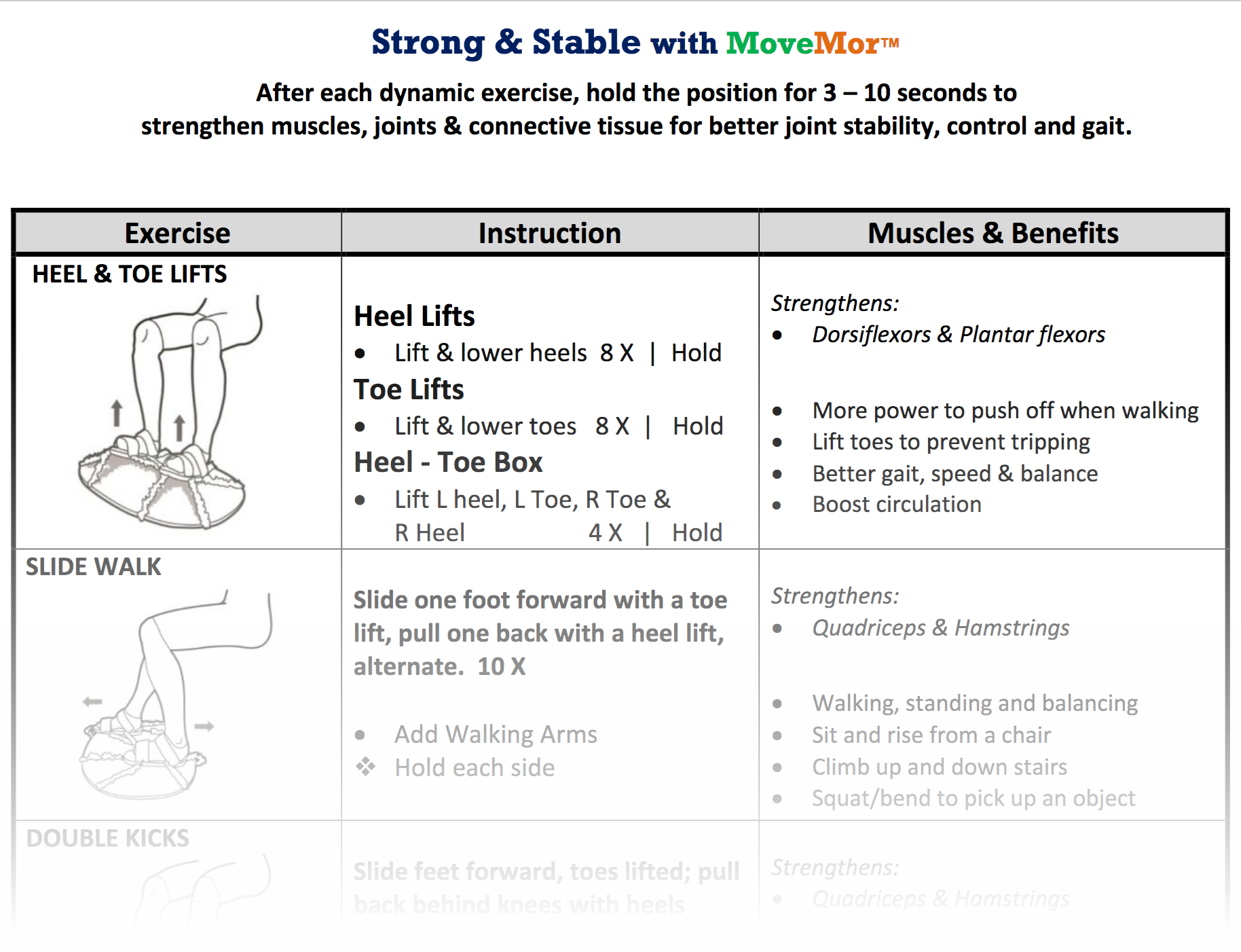 a sheet of paper that says strong and stable with movemar