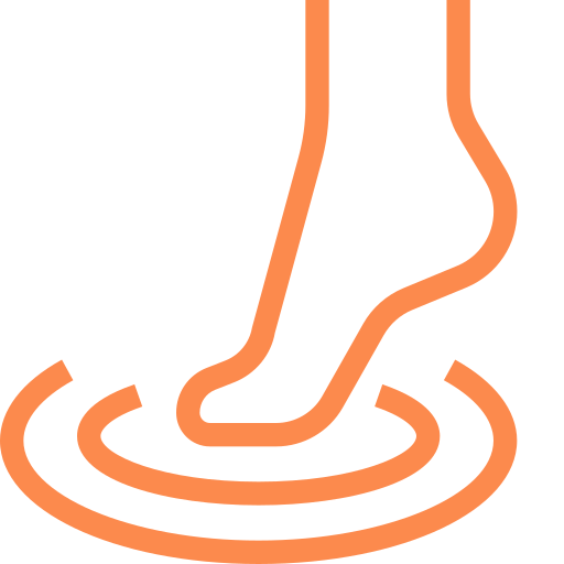 a line drawing of a foot standing in a circle .