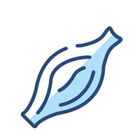 a blue icon of a muscle on a white background .