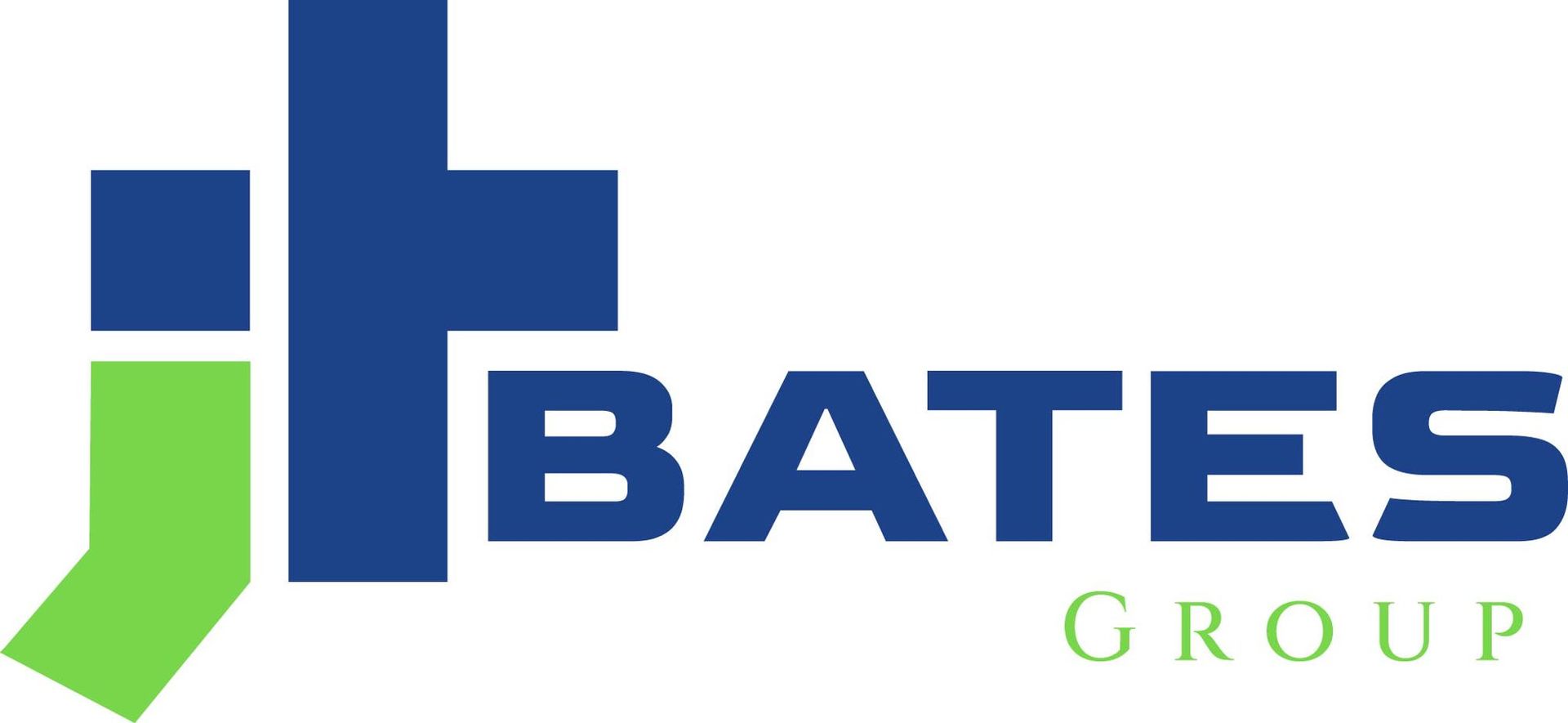 Bates Group logo in blue and green with stylized initials and wordmark