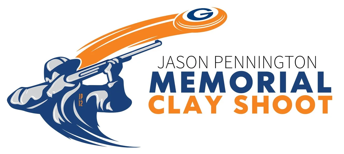 Jason Pennington Memorial Clay Shoot logo with blue shooter and orange clay target