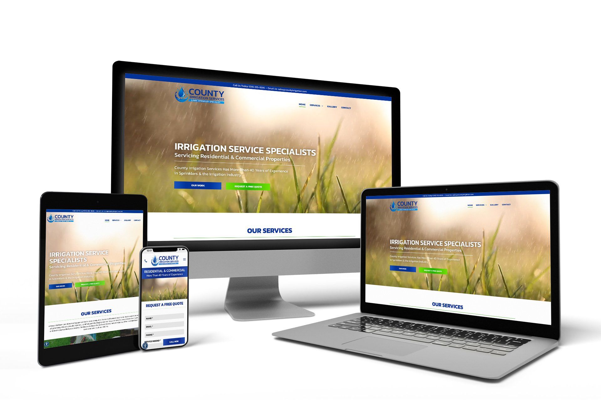 County Irrigation Services - Device Mockups