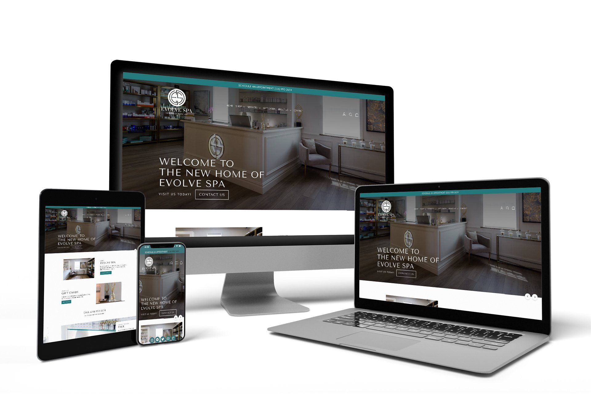 Evolve Spa, Great Neck, NY - Device Mockups