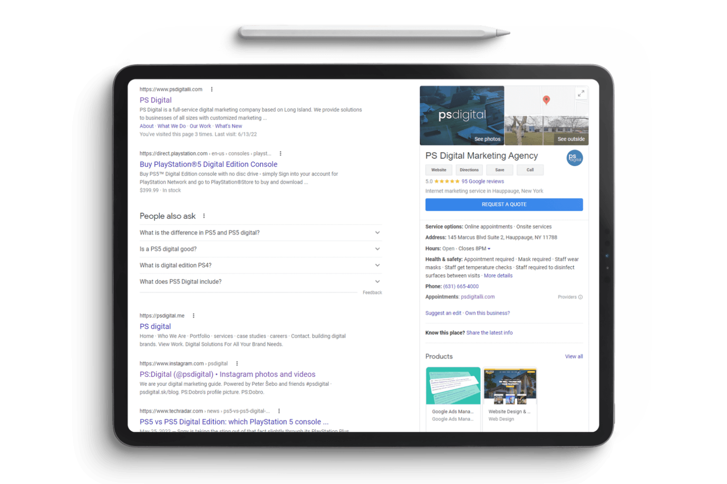 Google Business Profile on iPad