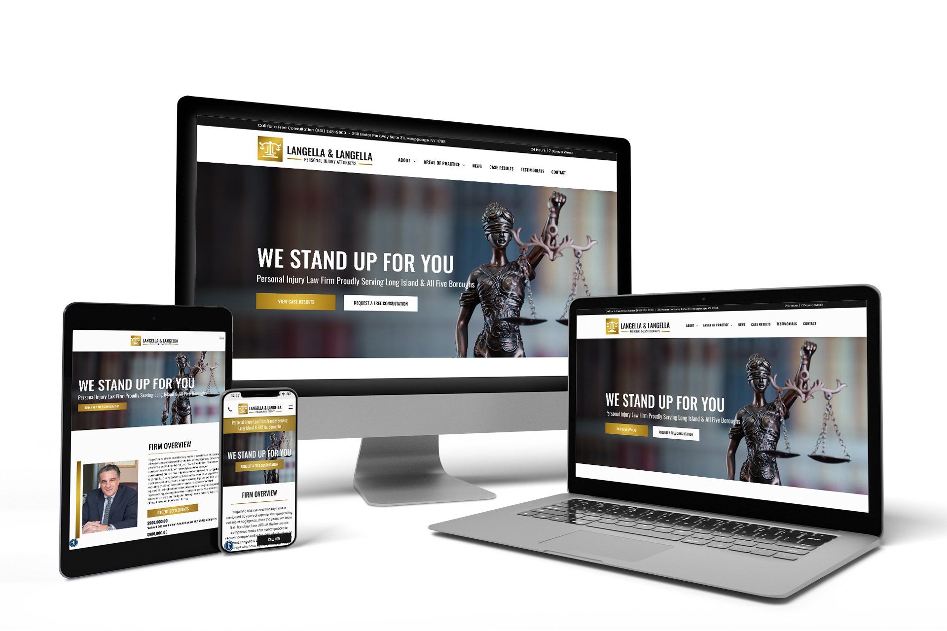 Langella & Langella, Personal Injury Attorneys in Hauppauge, NY - Device Mockups Langella & Langella, Personal Injury Attorneys in Hauppauge, NY - Device Mockups