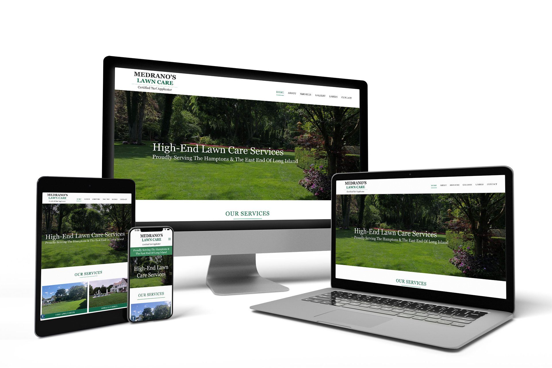 Medrano's Lawn Care, East Hampton, NY - Device Mockups