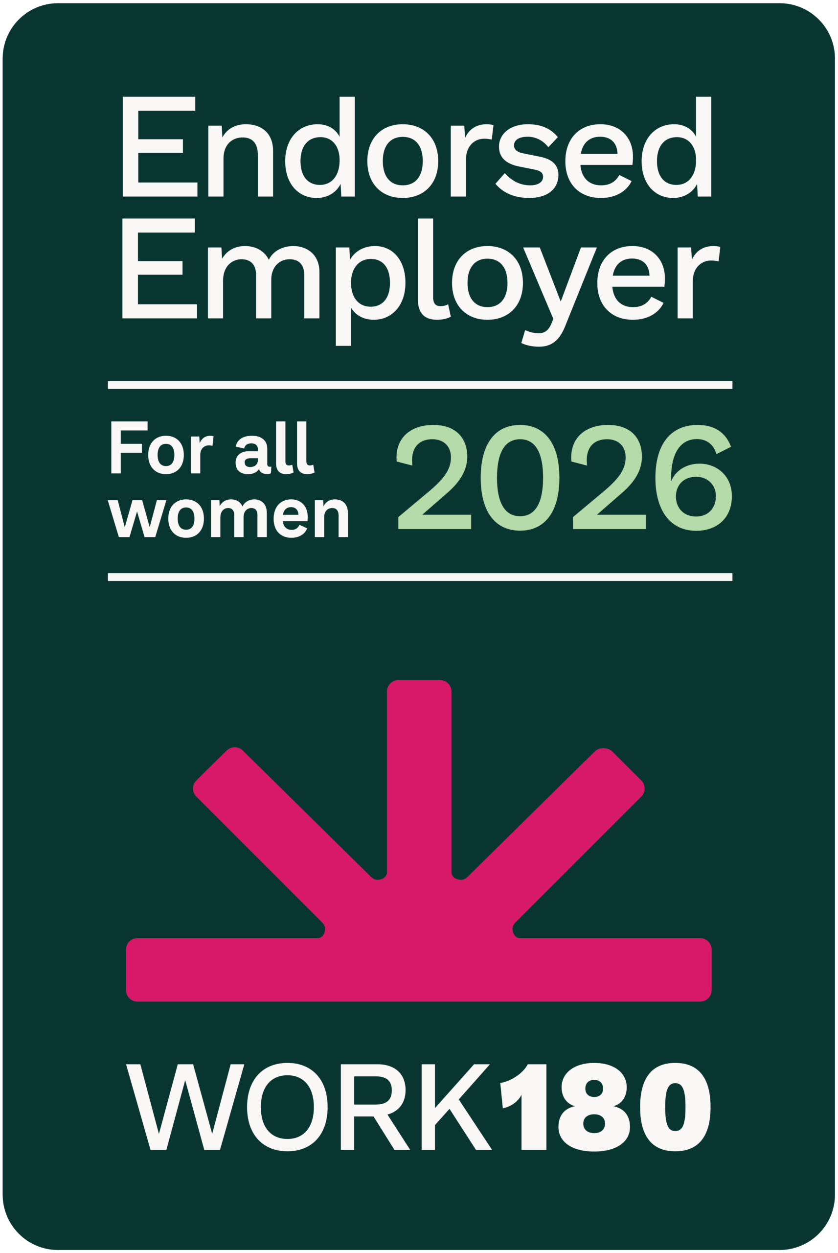 Work180 Endorsed Employer badge, green background,