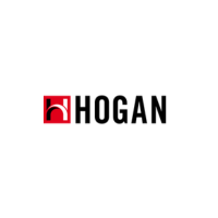Logo of Hogan: red and white arch inside a red square, with