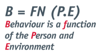B = fn ( p.e ) behaviour is a function of the person and environment