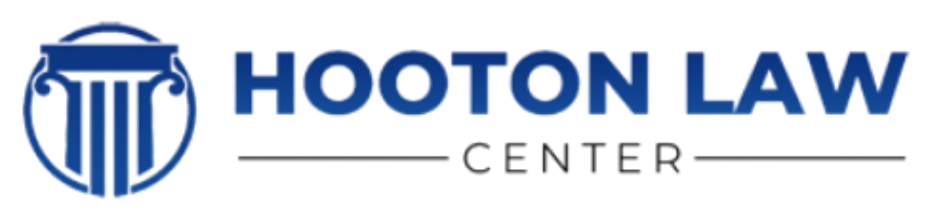 Hooton Law Center logo in blue and gray with a courthouse icon and stylized columns